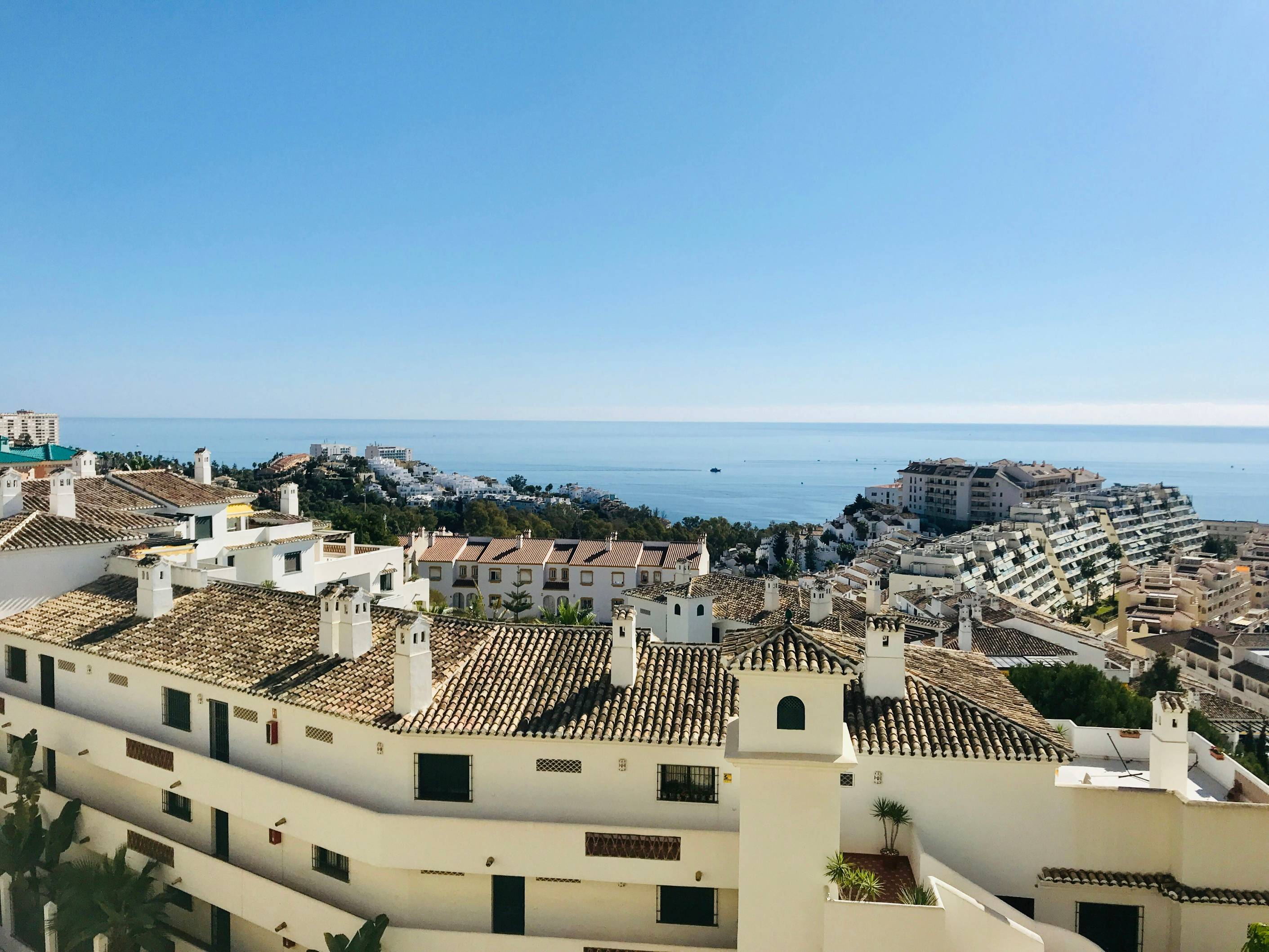 a view of a city and the ocean