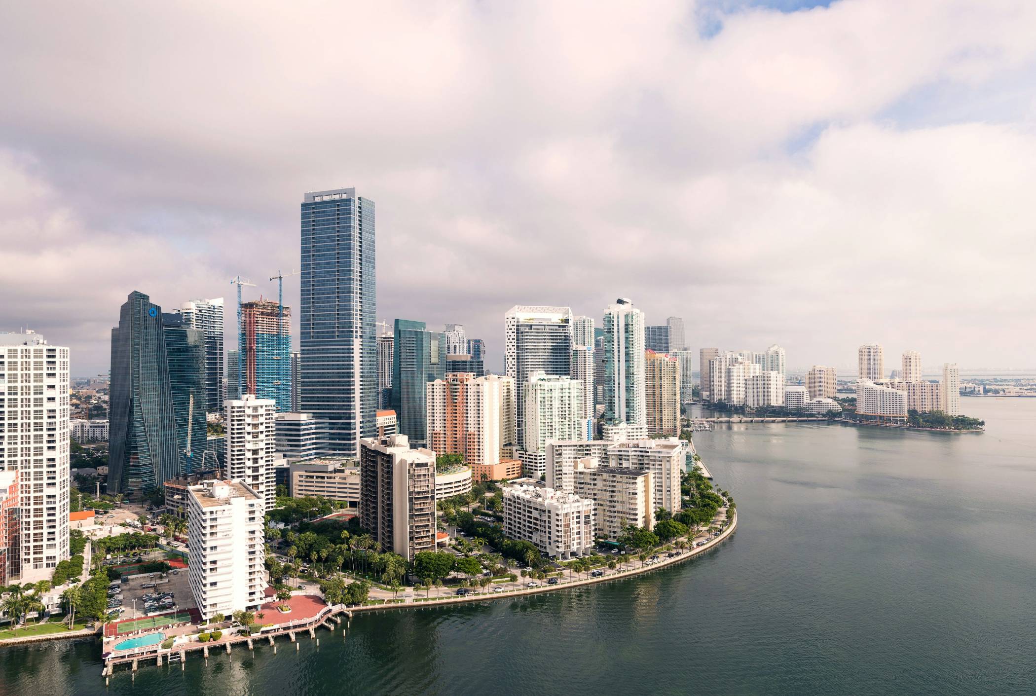 aerial photography of high-rise buildings near sea