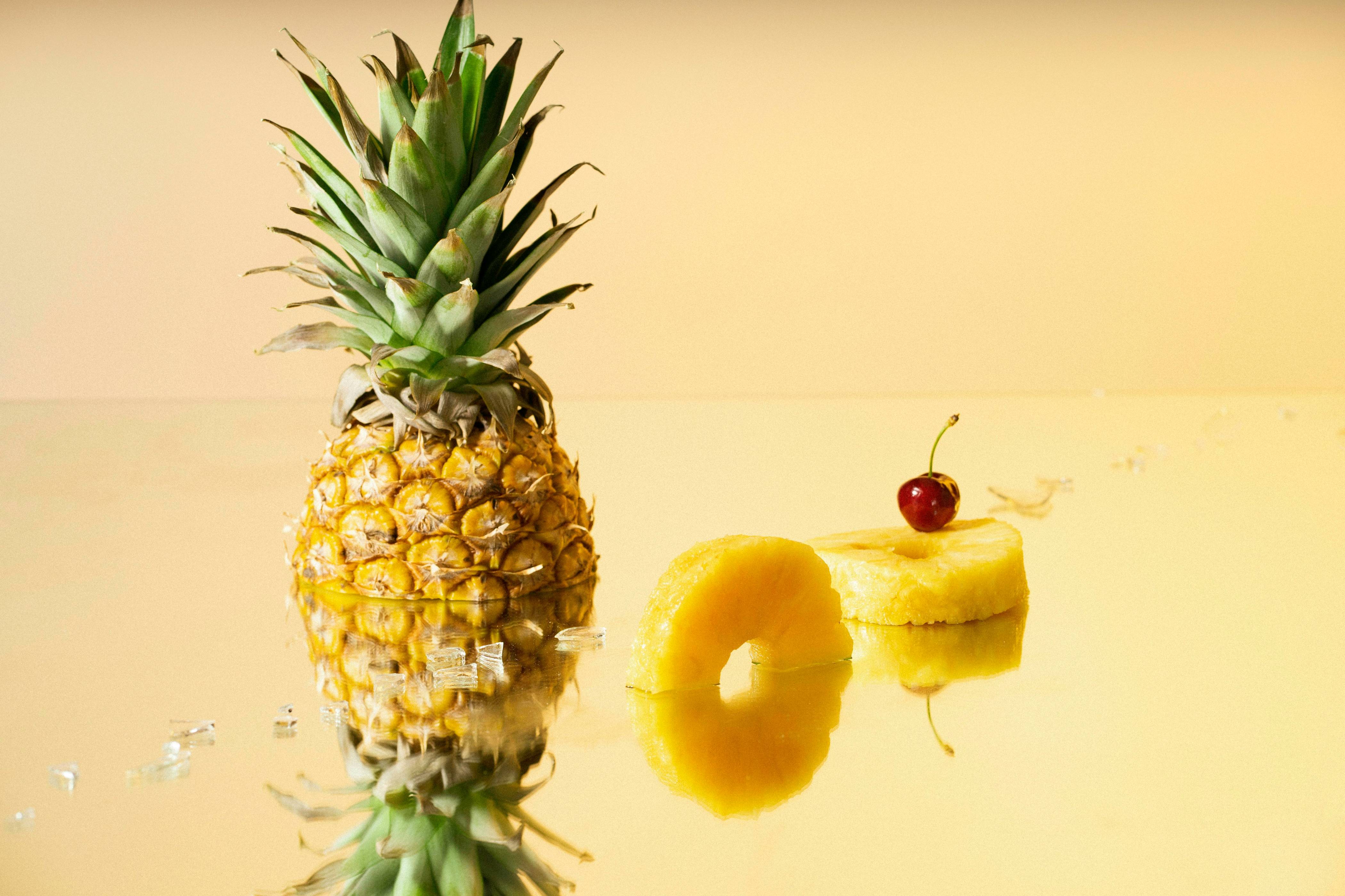 pineapple fruit with red apple fruit